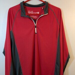 Tommy Bahama Mens UV Tech Shirt Large L 1/4 Zip Pullover UPF 30 Relax Red & Gray